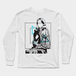 Girl and her cat version 3 Long Sleeve T-Shirt